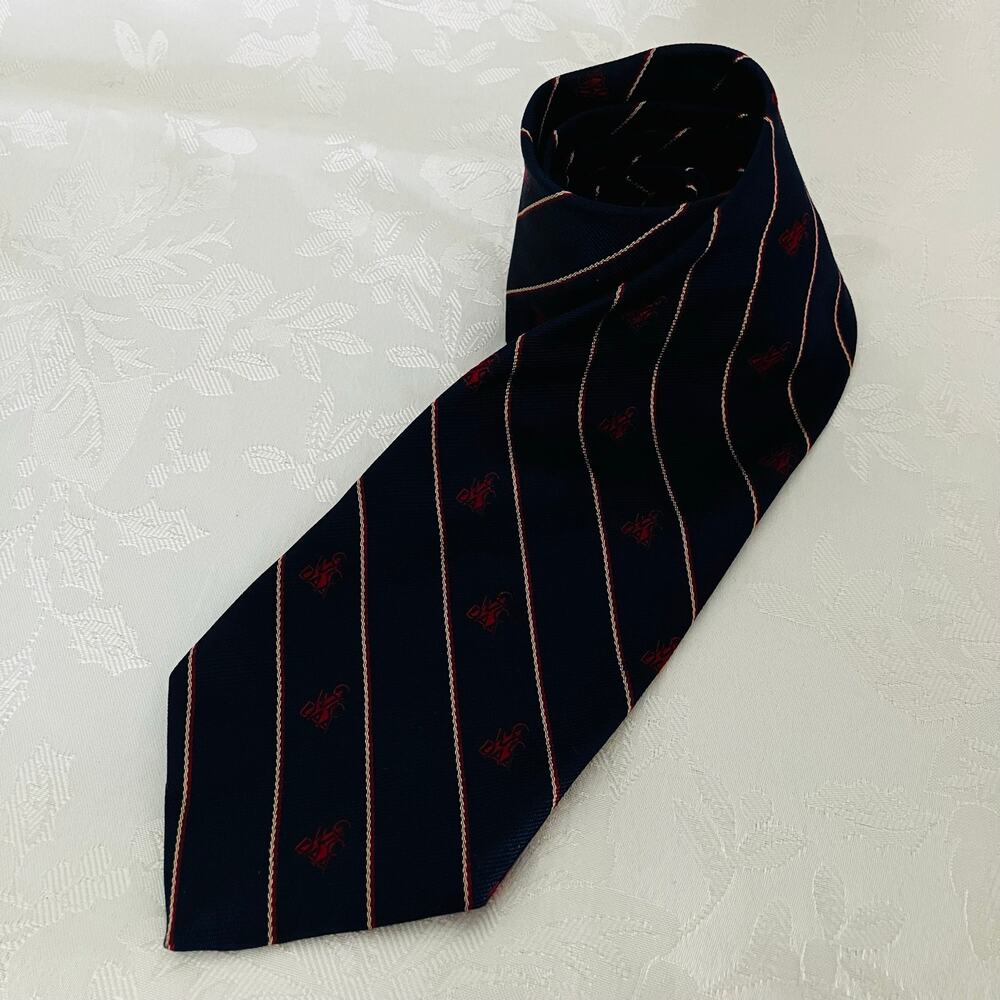 Vintage Robert Talbott Silk Repp Tie Y2K Red Navy Blue Woven England Hand Sewn